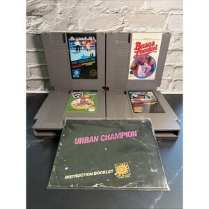 Nintendo NES 4 Game Lot Pro Wrestling Urban Champion Little League Bases Loaded